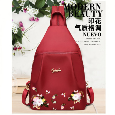 Flower print Waterproof 3-Way Multi functional Bag-Maroon